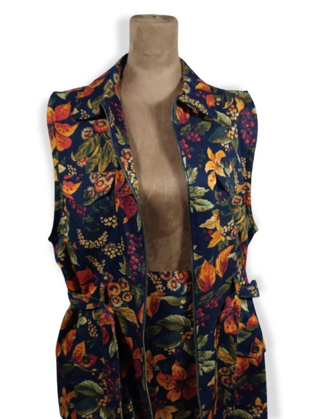 Vintage Teache 100% Cotton Womens Fall/Harvest Floral Skirt Set
